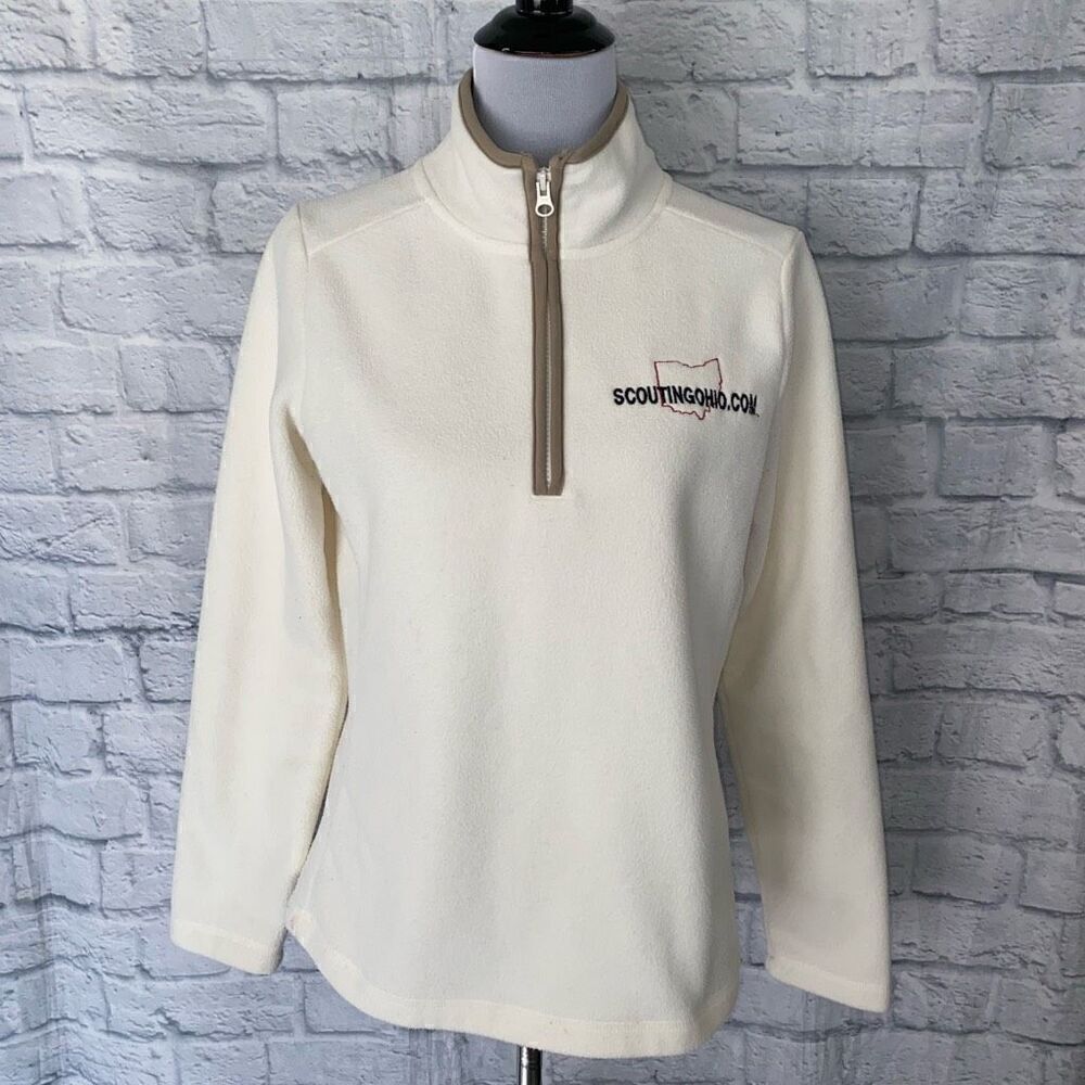Old navy women M 1/4 zip pullover fleece mock turtleneck white